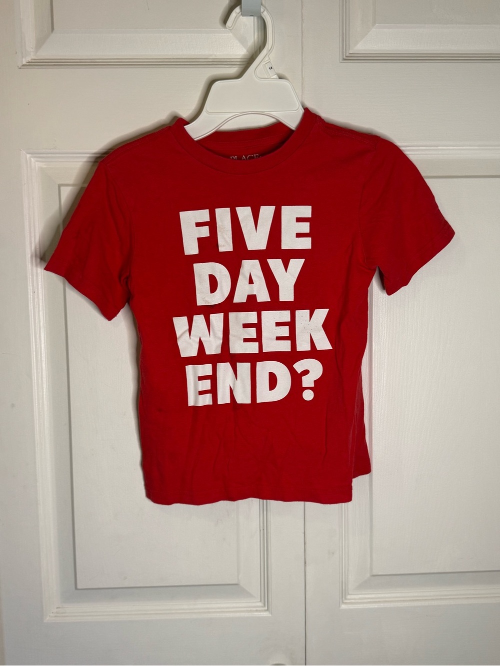 Place Red Short-Sleeve Tee with White Graphic Text